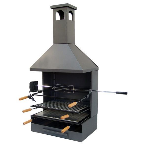 Barbacoa cajón con Chimenea (Plancha Inox) 72x40x135cm EL ZORRO