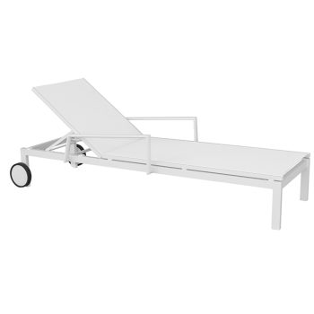 Tumbona piscina YORK aluminio blanco sling blanco con ruedas y brazos