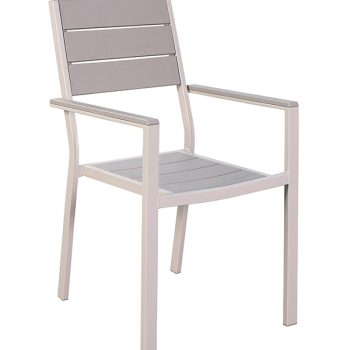 Sillon Genova de acero y polietileno blanco / beige